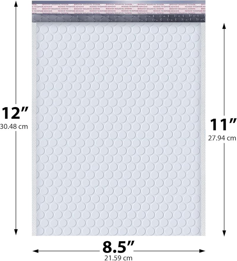 MAILERVIEW White Poly Bubble Mailers 7.25x12 inch #1 | Self Seal Padded Envelopes | Cushioned Bubble Mailer | Usable Size 7.25x11 | WaterProof | Lightweight mailing Shipping Bags | 100 Pack Bulk | Made in USA - Image 2